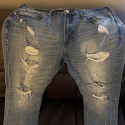 Pacsun Blue Skinny Distress 33x32