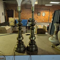 Two Brass Lamps 
