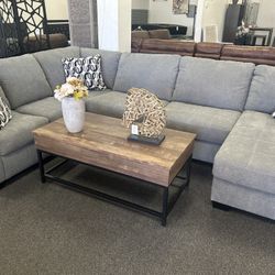 Large Sectional In Grey Fabric By Ashley Furniture