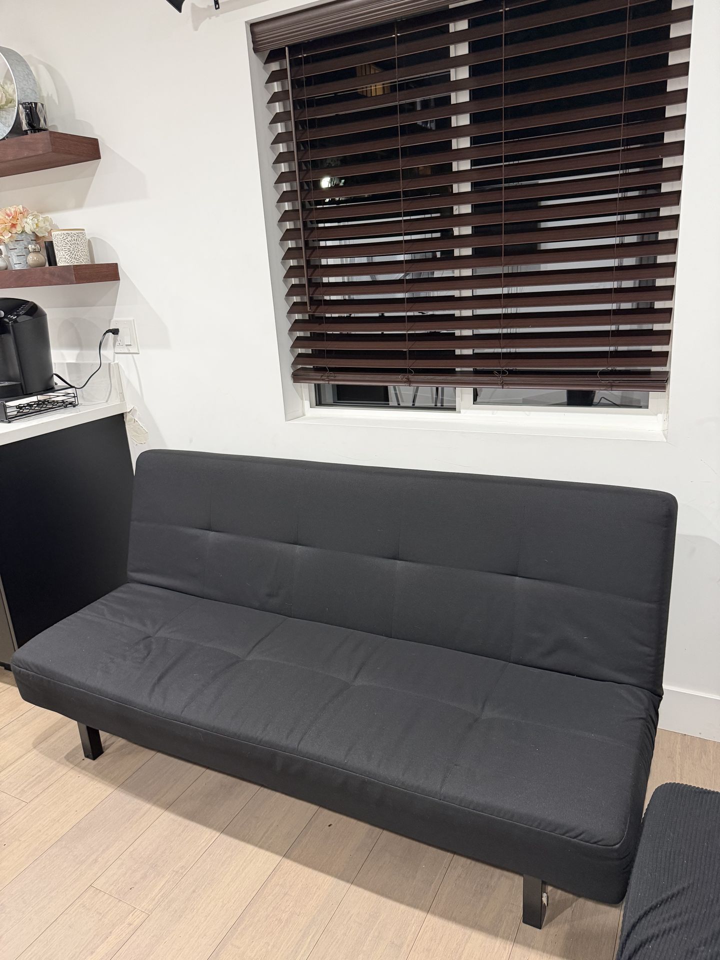Black Futon Sofa Bed – Converts to Bed