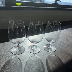 Stölzle Lausitz Set of 3 Stemmed Glasses 6” Tall Made in Germany