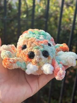 Crochet Multicolored Jumping Spider Plushie