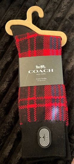 New Men’s Coach Plaid Socks O/S Fits Shoe Size US 6-12