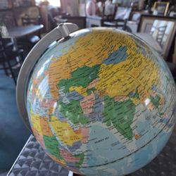 World Globe With Wood Base