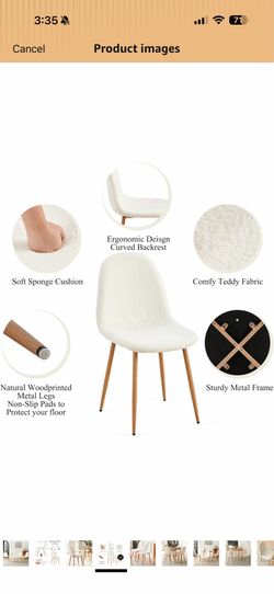White Teddy Dining Chairs 4pk
