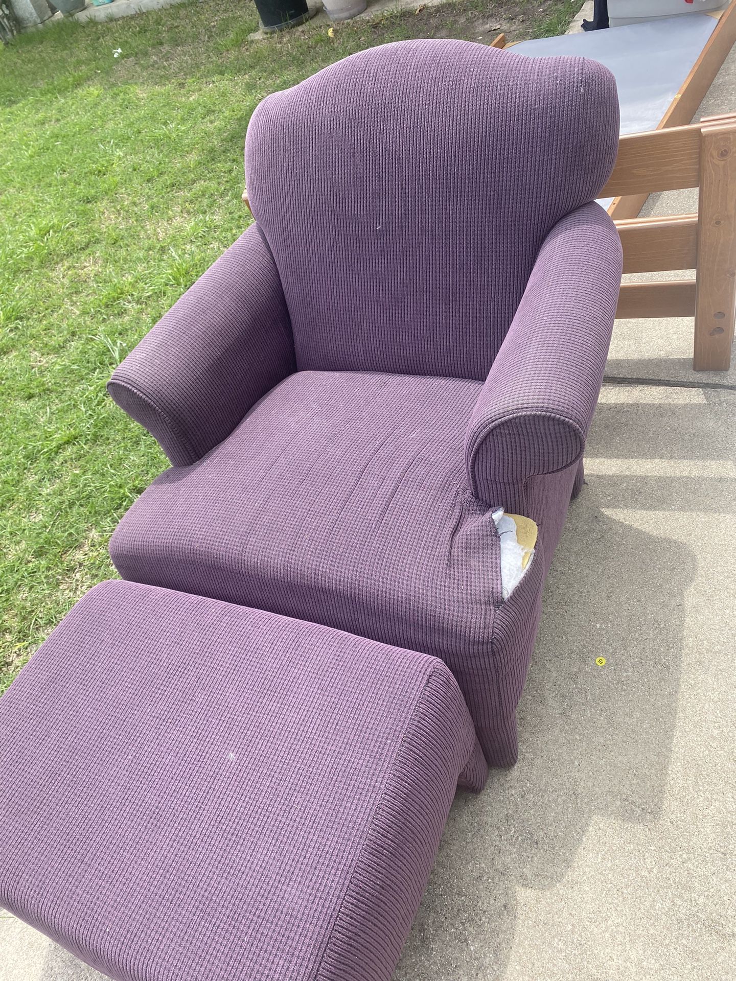 Purple chair And Ottoman 