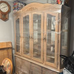 Antique  Chinero / Display Cabinet - Glass & Mirror Backing 