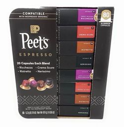 Peet's Espresso Capsules Nespresso Original Line Compatible Variety Pack 80 Ct