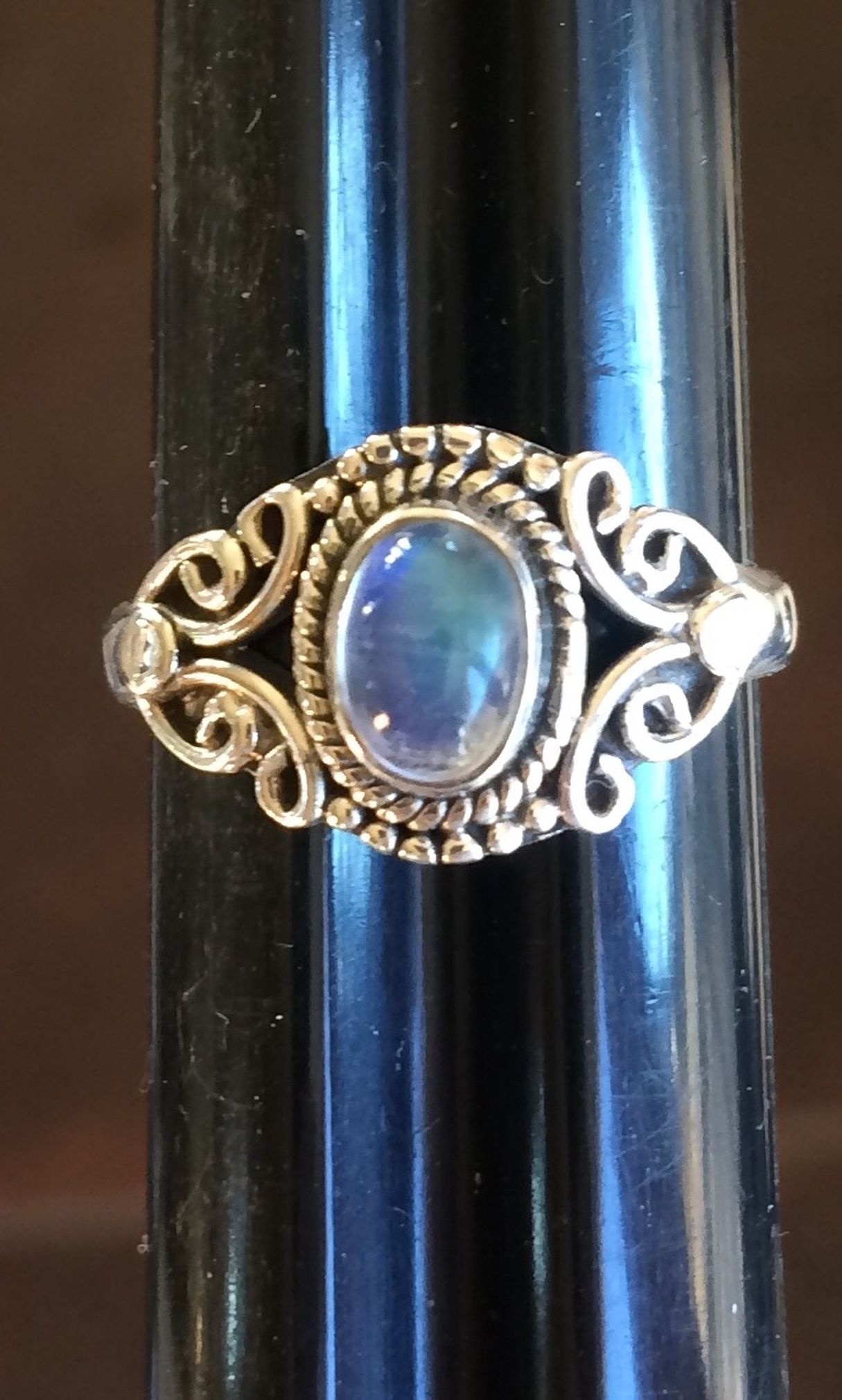 New - Rainbow Moonstone 925 Sterling Silver Ring - Size 7.75