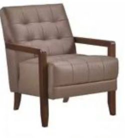 Saratoga Brown Leather Upholstery Accent Armchair, appears new