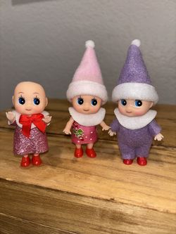 Set of 3 Holiday Elf mini “scout elves in training" or friends to larger dolls