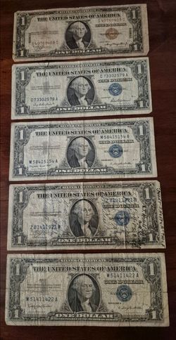 Lot of 5 $1 Silver Certificates (G)