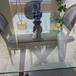 Glass Top Dining Table Set With Chairs