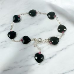 Black Onyx Heart Bracelet