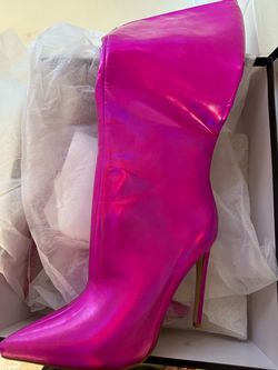 Metallic Pink Stiletto Knee-High Boots