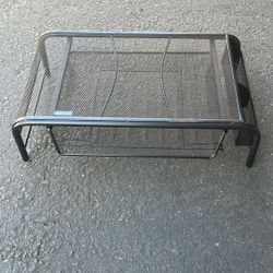 Computer Monitor Stand With Side Pockets And File Tray 