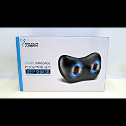 Viktor Jurgen DEEP SHIASTU Massager Pillow w/ Heat NIB Neck Back Shoulder