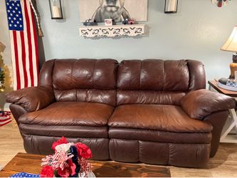 Brown leather couch