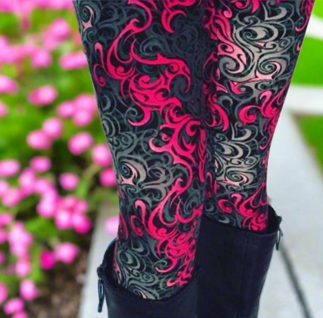 NEW Womens Pink Paisley Leggings Soft As Lularoe OS
