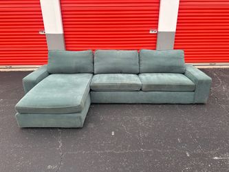 IKEA KIVIK Sectional Sofa w/ Chaise – Kelinge Gray-Turquoise Corduroy