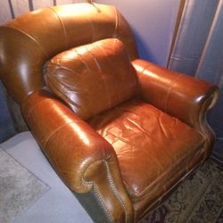 Sillón De Cuero Y Fábrica Leather Fabric Brown Chair