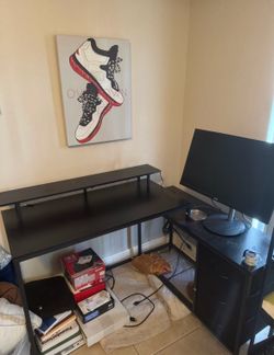 Computer desk with led strip