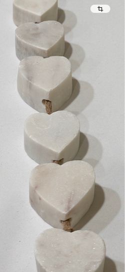 White Marble Heart Garland with Jute Rope(14 ❤️ 💯Marmol)