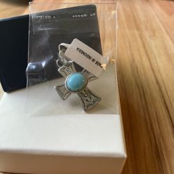 Blue Stone Cross Pendant