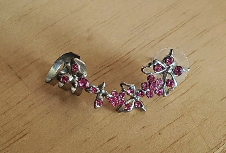 Butterfly Post Earring With Climbing Cuff.