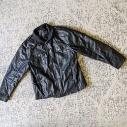 Oak & Rush Men's Faux Leather Jacket, Black, Medium