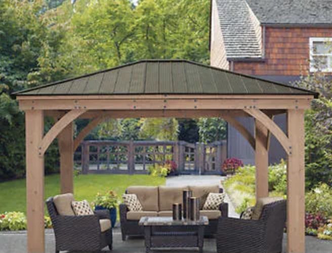 Yardistry 12' x 14' Cedar Gazebo with Aluminum Roof