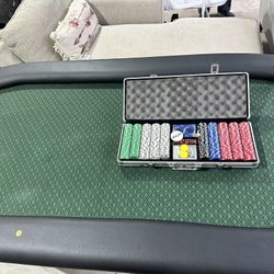 Poker Table For Texas Holdem Playing Cards Custom With Chips!