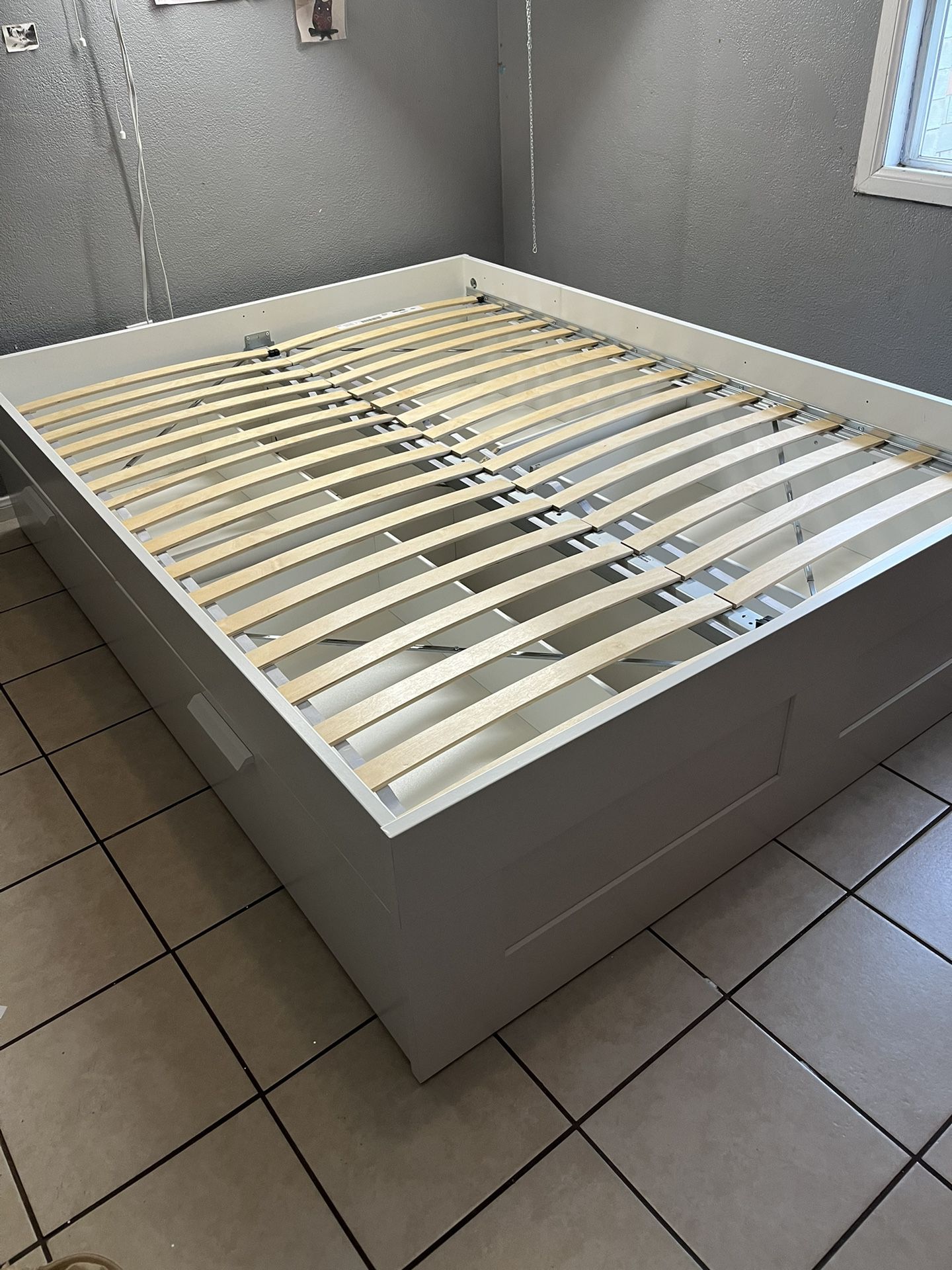 Queen size white bed frame 