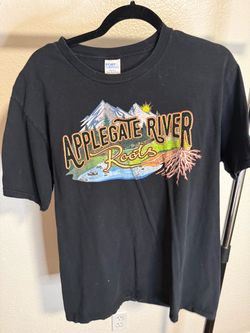 Applegate River Roots Oregon Graphic T-Shirt Black Size L Outdoors Nature Tee