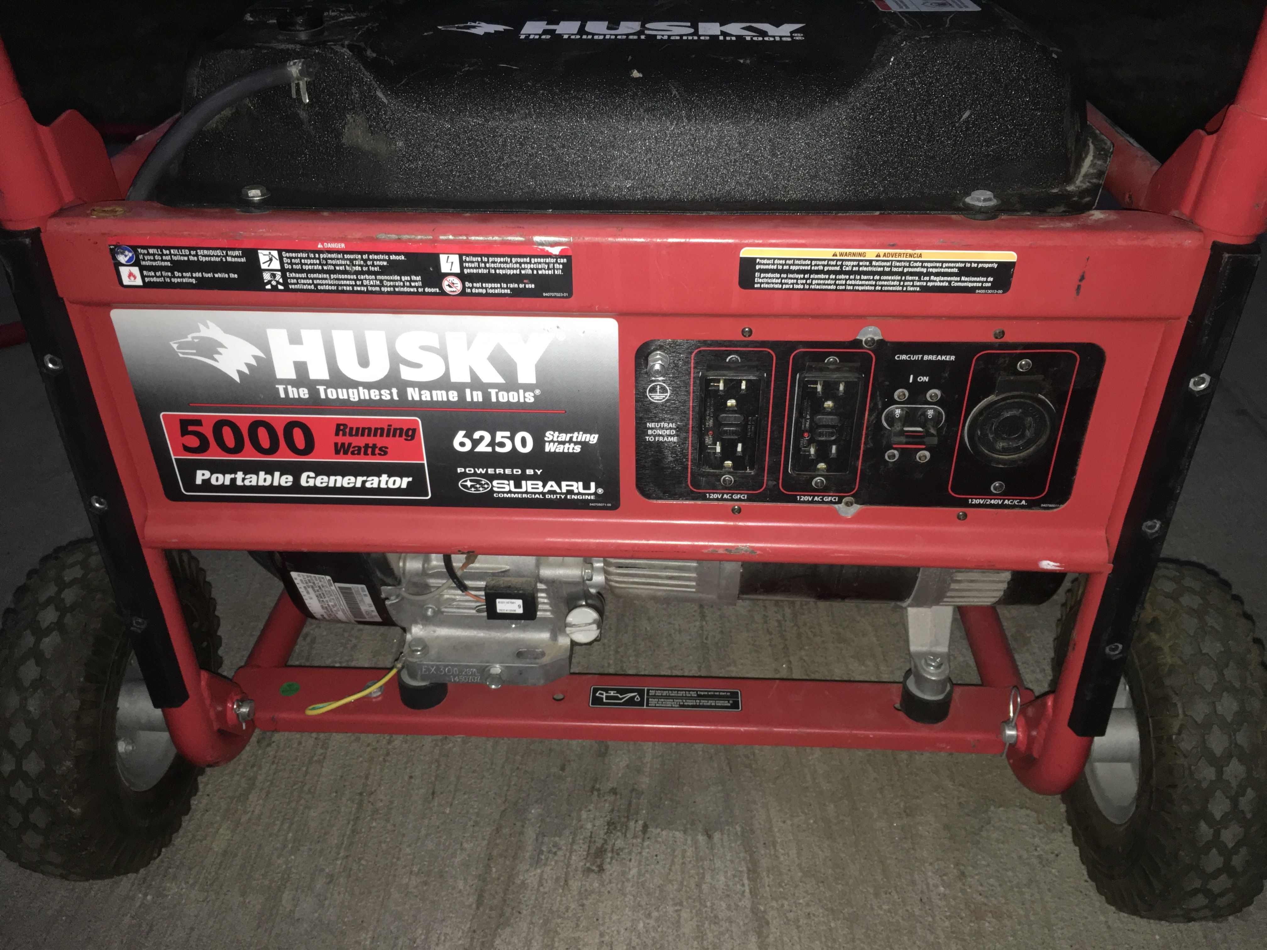 5000 watt husky generator Subaru commercial engine