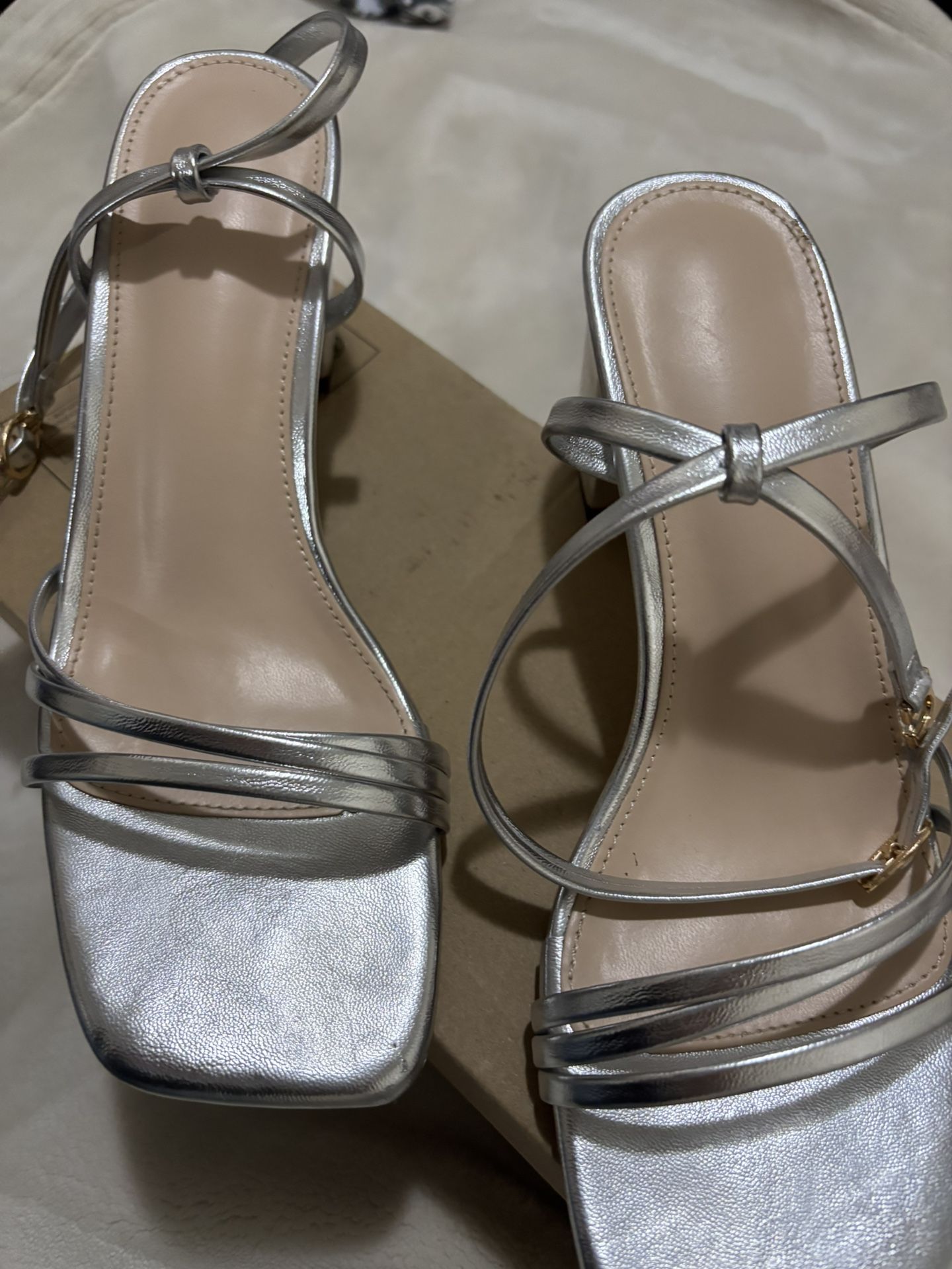 Silver Block Heels