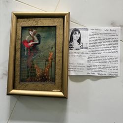 New Gold Framed Art with Red and Green Accents