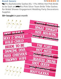 Bachelorette Party items: Sashes, wigs, games