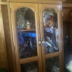 Wooden and glass karaoke cabinet open top and bottom