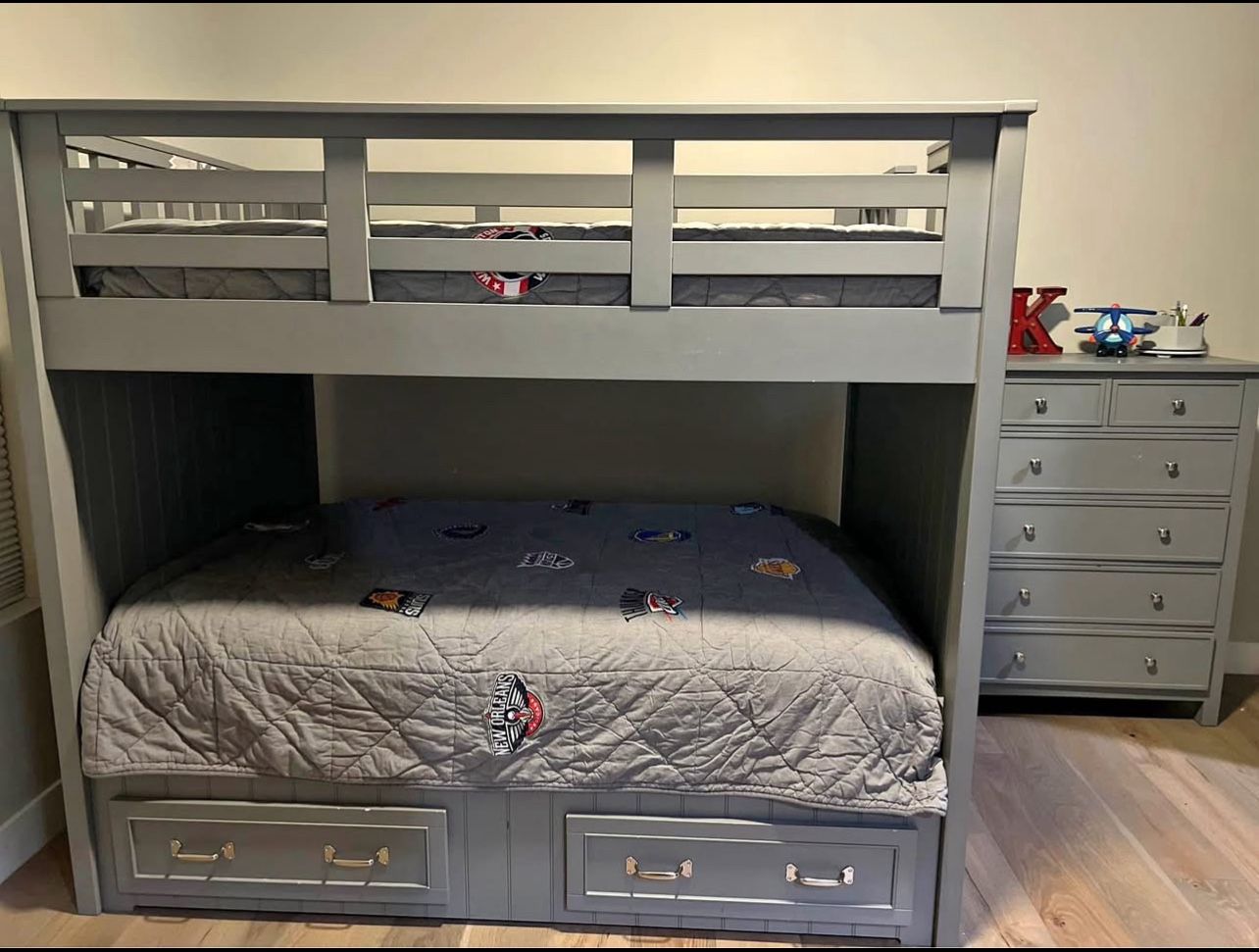 Pottery Barn Kids Belden full over full bunk beds & Dresser