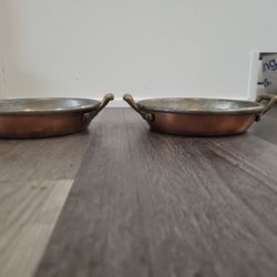 Pair Of Vintage Copper And Brass Cooking Pans