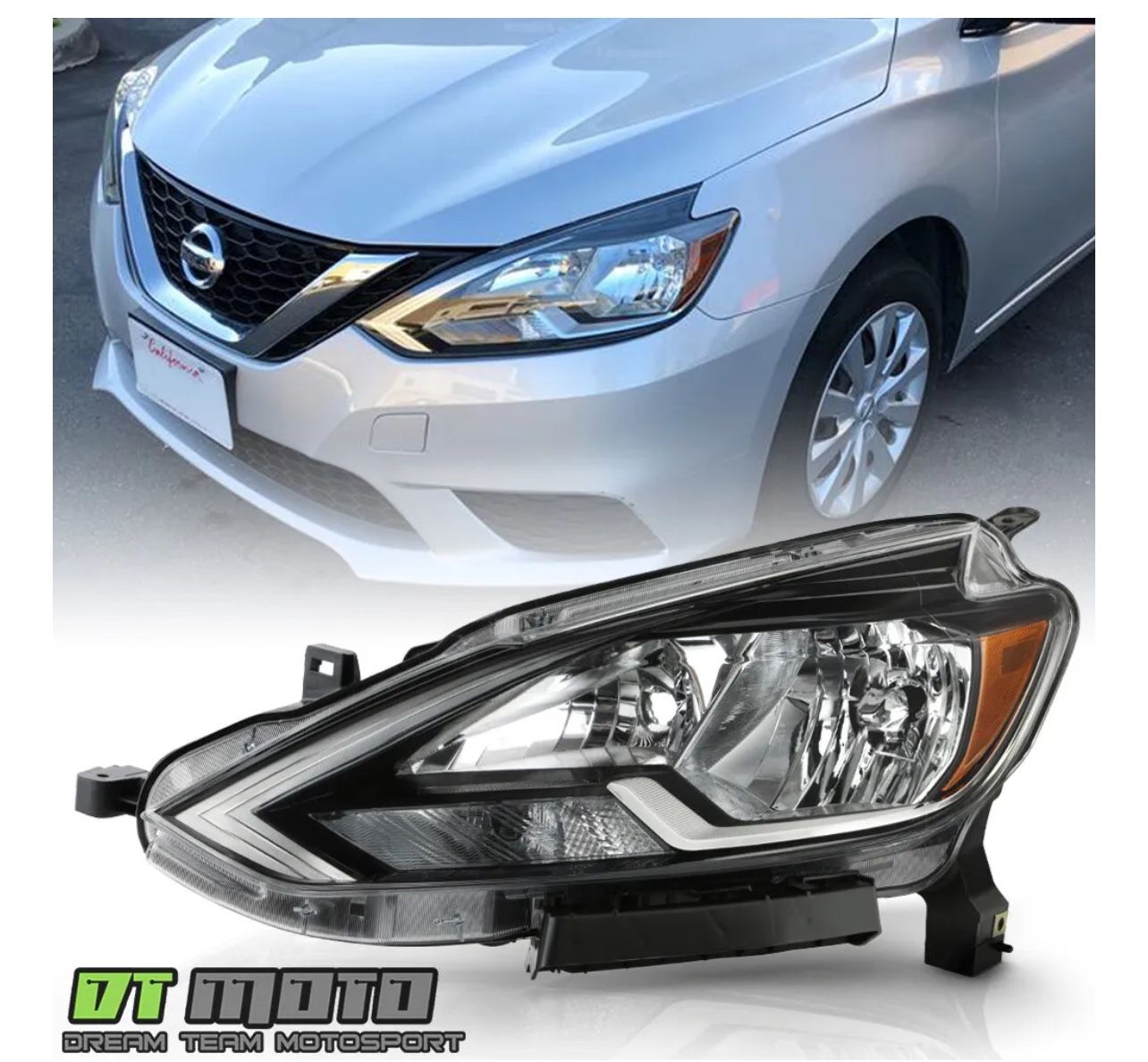 2016-2019 Sentra Halogen Headlight Headlamp w/Bulb Replacement Left Driver Side