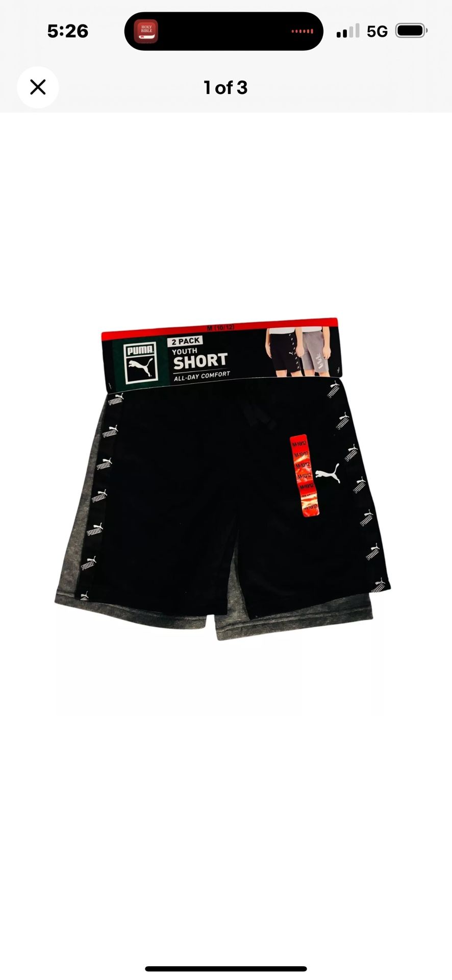 Boy's PUMA 2 Pack Active Size M (10/12)