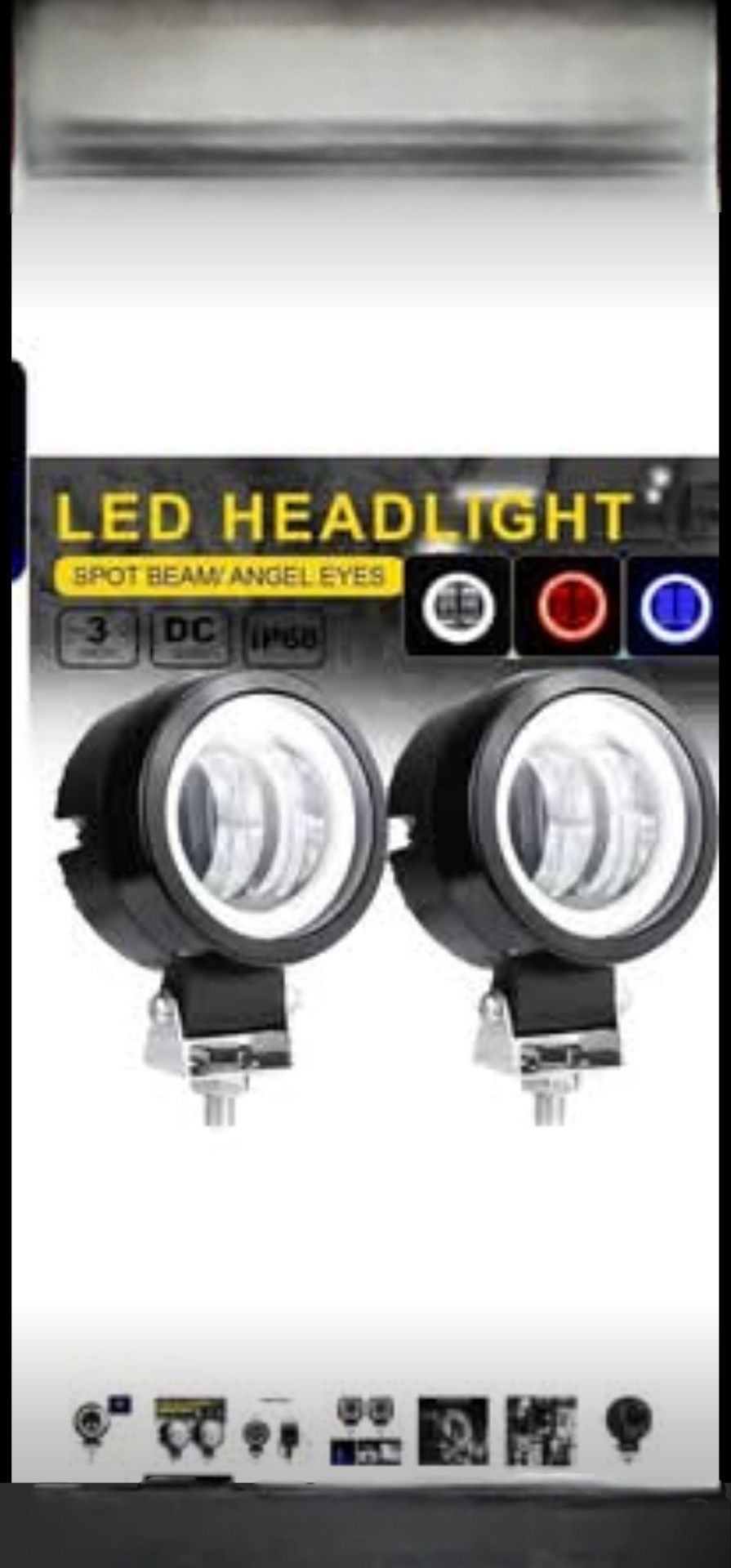 LED Headlights with Angel Eyes Set