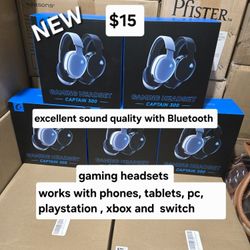 New Gaming Headsets With Bluetooth Work With Phones ,tablets, Pc , Playstation And More 
