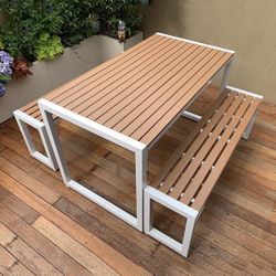 3 Piece Table Dining Chairs Benches New Home House Backyard Summer Contemporary 