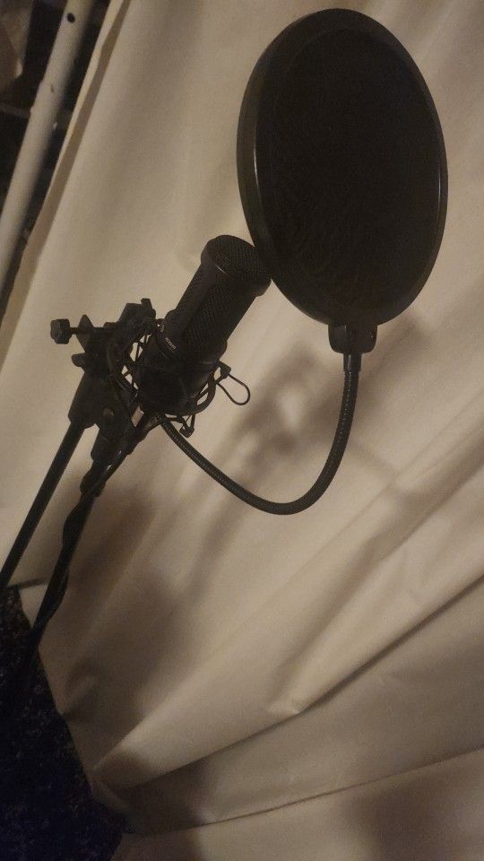 Microphone + stand + pop filter