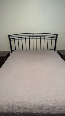 Black metal full bed frame