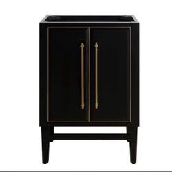 New $1k Avanity Mason 24 in. Bath Vanity Cabinet Only in Black with Gold Trim