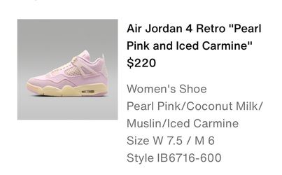 Air Jordan 4 Retro Pearl Pink Women's Sneakers